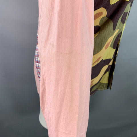 JUNYA WATANABE Size S Pink Multi Color Camo Plaid Two Pockets Long Sleeve Shirt