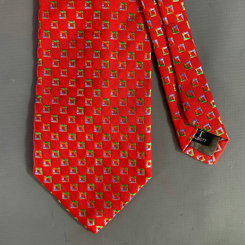 ROBERT TALBOTT Red Blue green orange Geometric Silk Tie