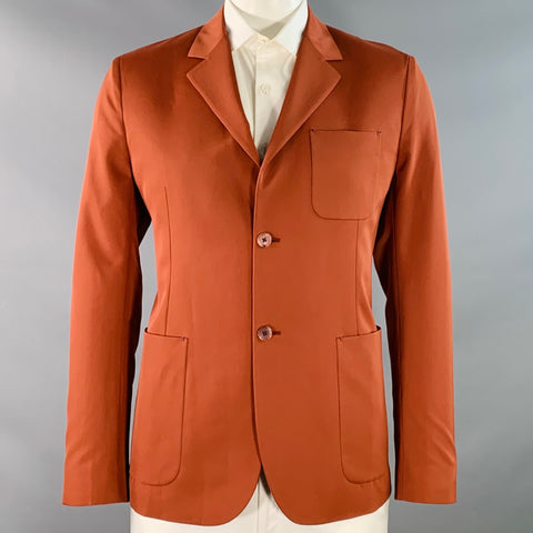 PAUL SMITH Size 42 Soho Fit Brick Orange Wool Notch Lapel Sport Coat