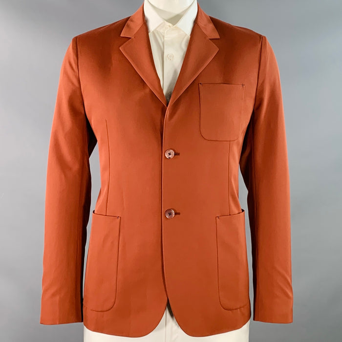 PAUL SMITH Size 42 Soho Fit Brick Orange Wool Notch Lapel Sport Coat