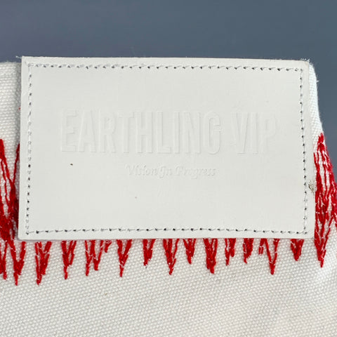 EARTHLING VIP Size 34 Cream Red Embroidery Cotton Rhinestones Casual Pants
