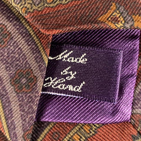 RALPH LAUREN Burgundy Olive Paisley Silk Tie