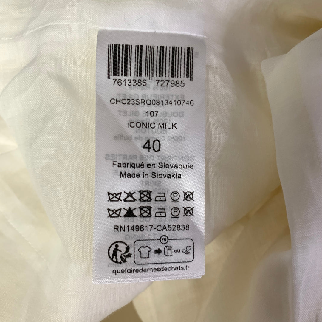 CHLOE Size L Cream Linen  Ramie Twill Vest Midi Dress