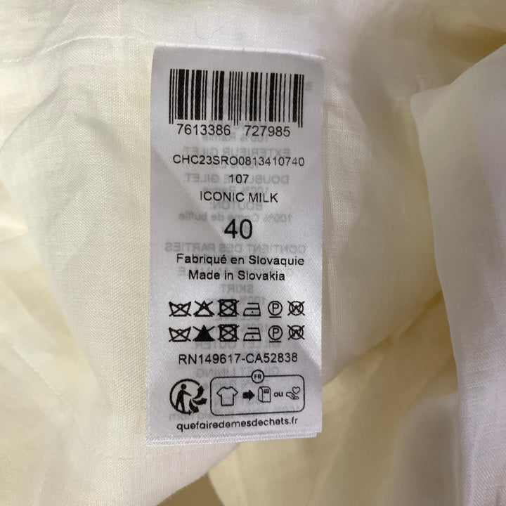 CHLOE Size L Cream Linen  Ramie Twill Vest Midi Dress