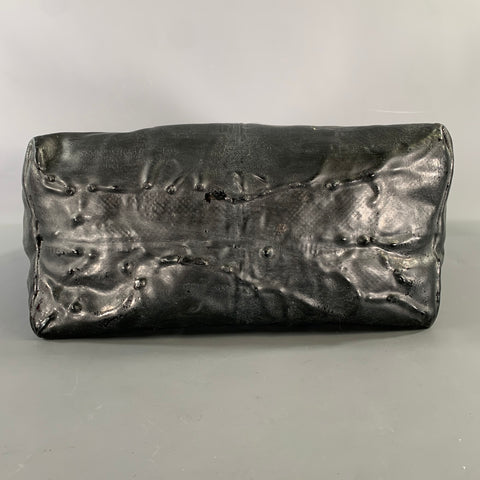OXS Black Solid Leather Cross Body Tote Bag