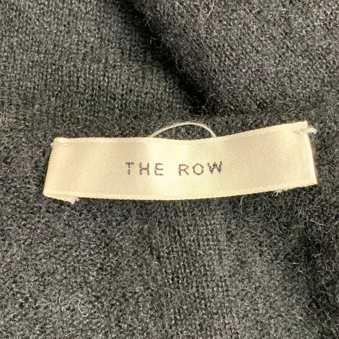 THE ROW Size L Black Cashmere Silk 3/4 Sleeves Scoop Neck Pullover