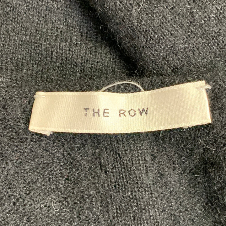 THE ROW Size L Black Cashmere Silk 3/4 Sleeves Scoop Neck Pullover