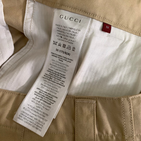GUCCI Size 34 Khaki Cotton Zip Fly Casual Pants