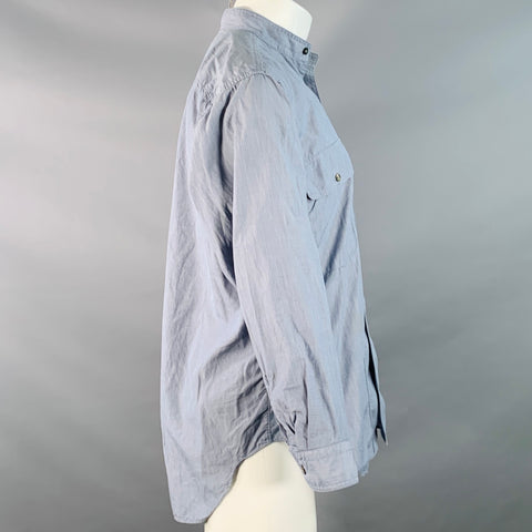 ISSEY MIYAKE Vintage Size M Blue Chambray Cotton Nehru Collar Long Sleeve Shirt