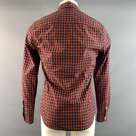SCOTCH AND SODA Size S Orange Blue Plaid Cotton Long Sleeve Shirt
