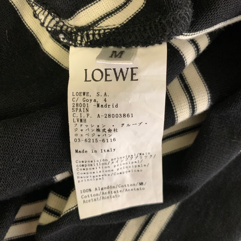 LOEWE Size M Black White Cotton Stripe Polo Knee Length Dress