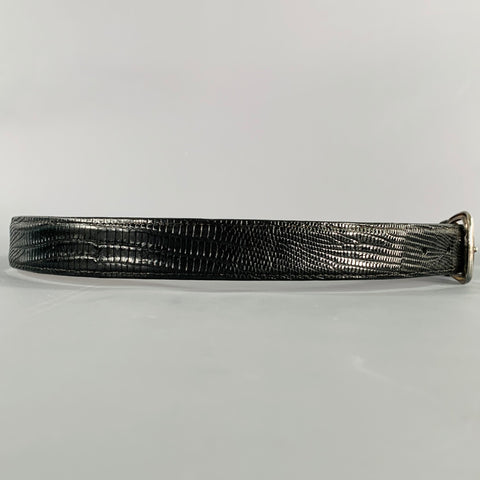POLO by RALPH LAUREN Size 32 Black Silver Leather Lizard Belt