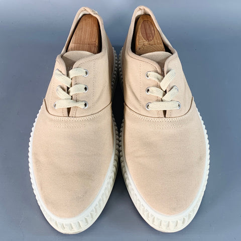 MAISON MARGIELA Size 7 Beige White Canvas Low Top Sneakers