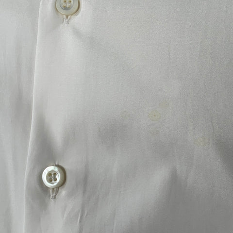 PRADA Size L White Cotton Curved Cutaway Button Up Long Sleeve Shirt