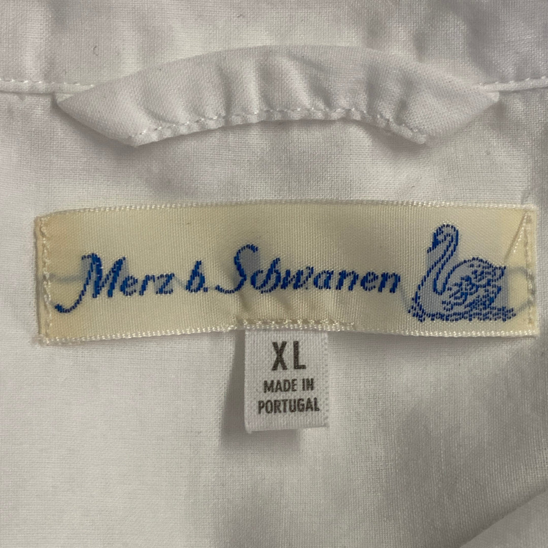 MERZ B. SCHWANEN Size XL White Organic Cotton One Pocket Oversized Short Sleeve Shirt