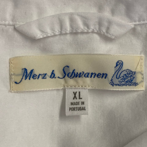 MERZ B. SCHWANEN Chemise à Manches Courtes Oversize en Coton Bio Blanc, Taille XL, Une Poche