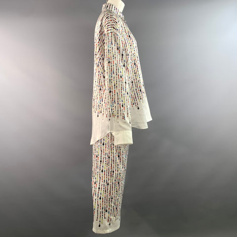 MSGM Size 6 White Multi-Color Polyester Beaded Pattern Outfits & Sets