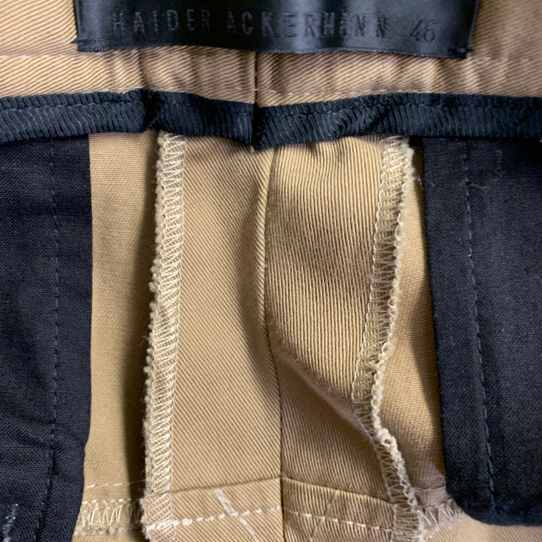 HAIDER ACKERMANN Size 32 Khaki Cotton Pleated Cropped Casual Pants