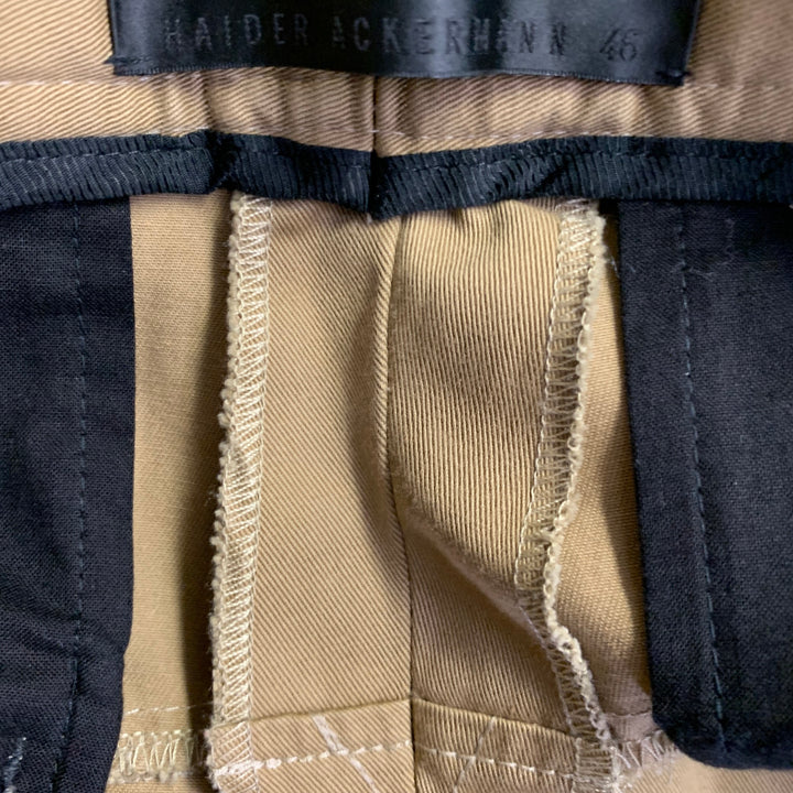 HAIDER ACKERMANN Size 32 Khaki Cotton Pleated Cropped Casual Pants