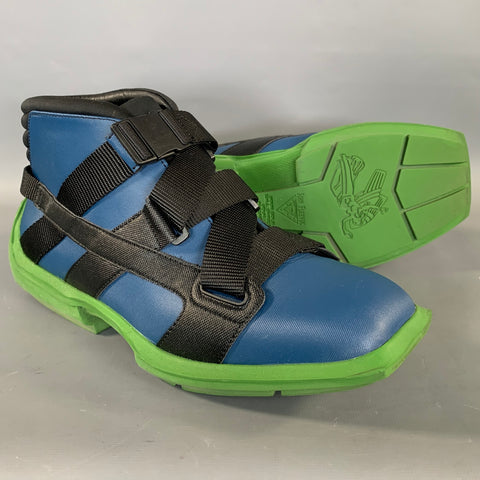 JOHN FLUEVOG Size 9 Navy Black & Green Faux Leather Strap Boots