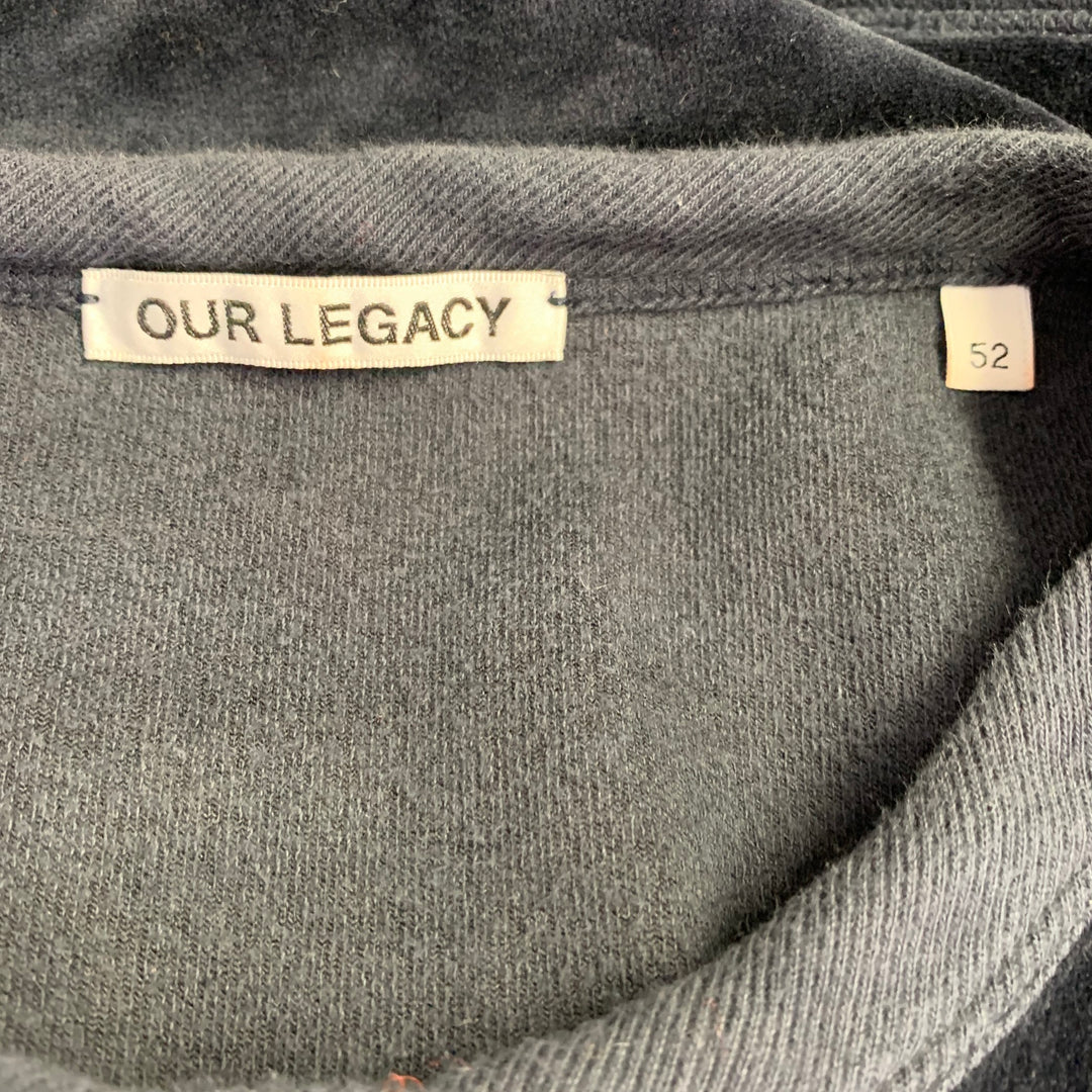 OUR LEGACY Size 42 Navy Velour Cotton Blend Crew Neck Pullover