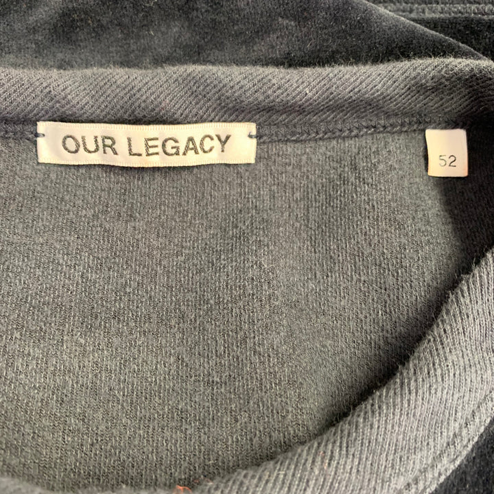 OUR LEGACY Size 42 Navy Velour Cotton Blend Crew Neck Pullover