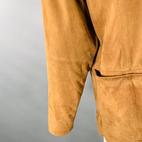 THE TERRITORY AHEAD Size L Camel Suede Single Breasted Coat