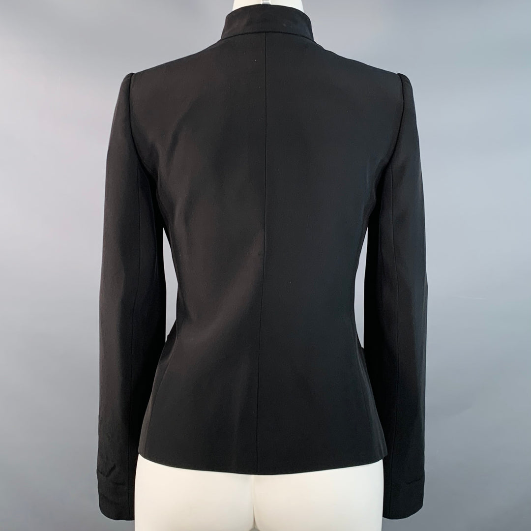 ARMANI COLLEZIONI Size 2 Black Acetate Silk Jacket Blazer