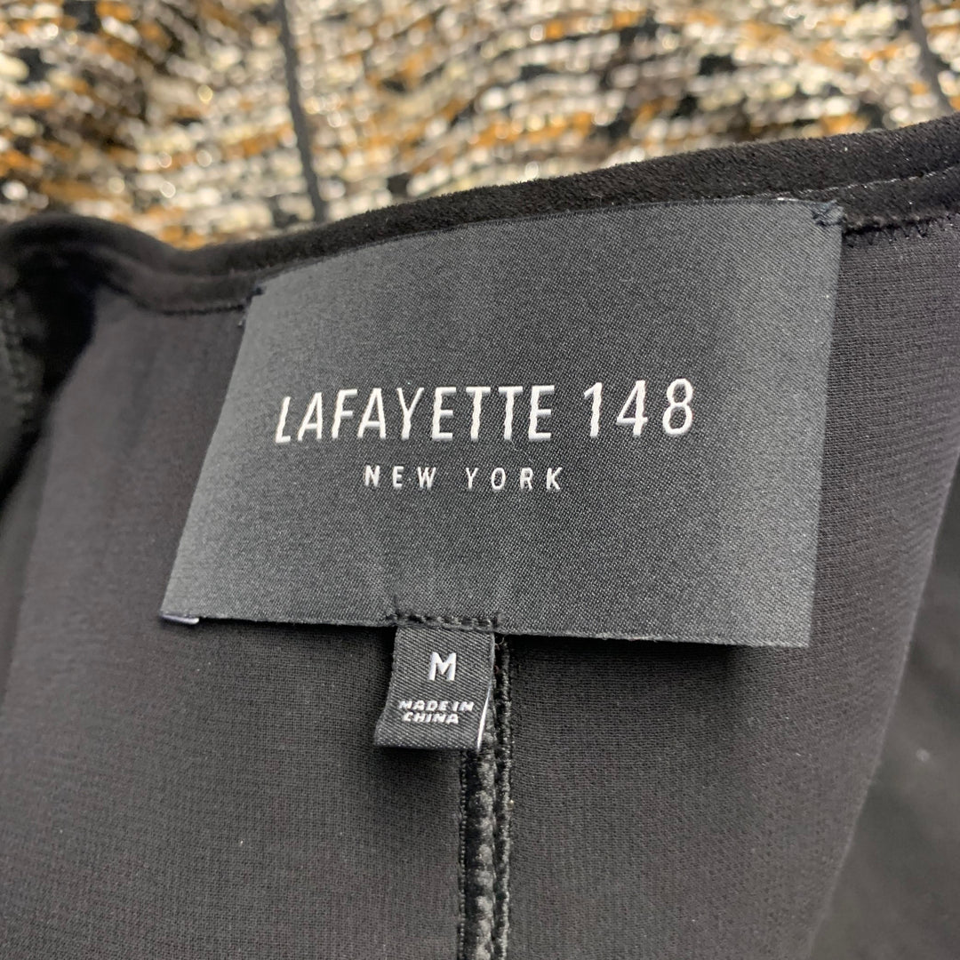 LAFAYETTE 148 Size M Black Gold Tweed Nehru Collar Jacket