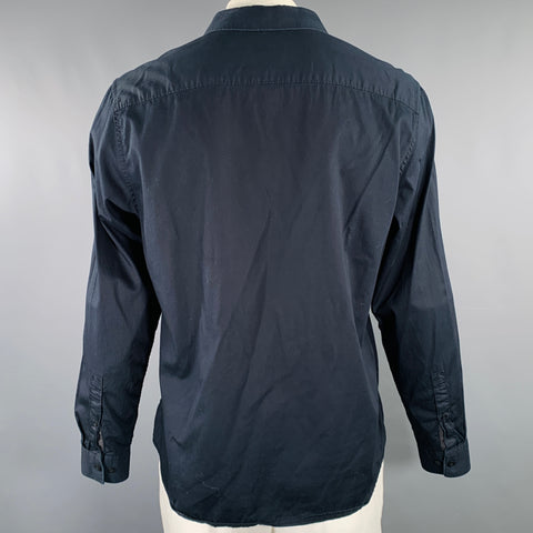 CALVIN KLEIN Size L Black Cotton Button Up Long Sleeve Shirt