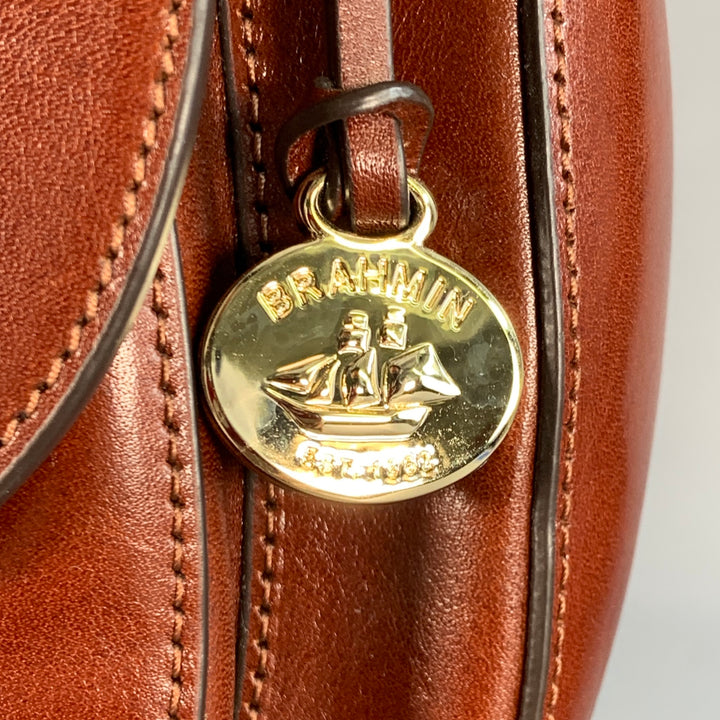 BRAHMIN Addilyn Brown Cognac Leather Crossbody Handbag
