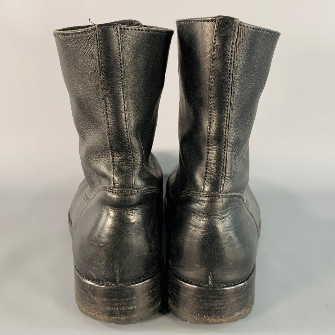 MARC JACOBS Size 10.5 Black Leather Cap Toe Zip Up Boots