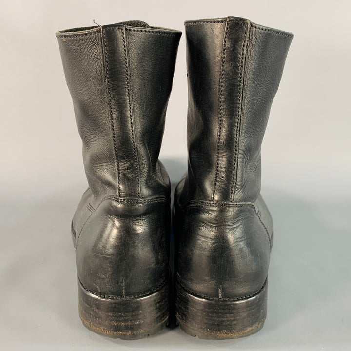 MARC JACOBS Size 10.5 Black Leather Cap Toe Zip Up Boots