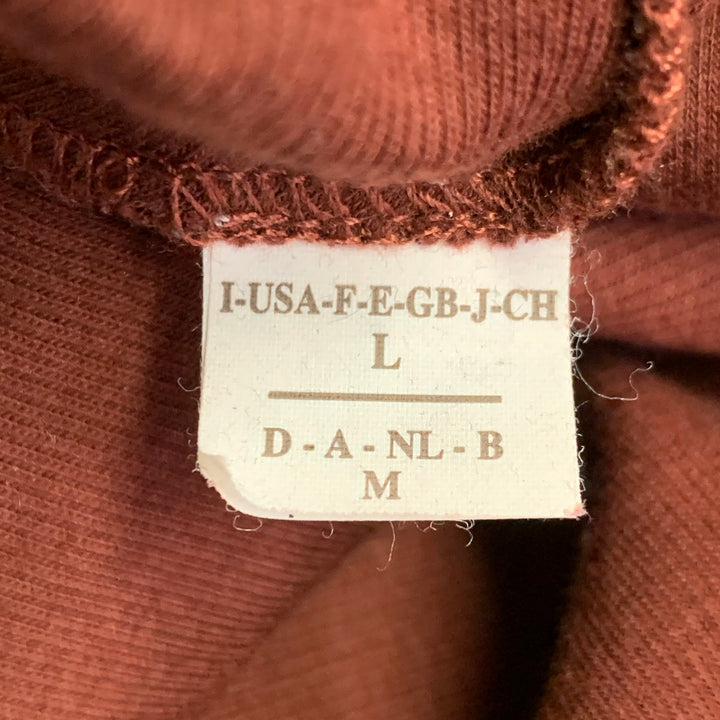 BRUNELLO CUCINELLI Size L Red Burgundy Cotton Blend Ribbed Cowl Neck Pullover