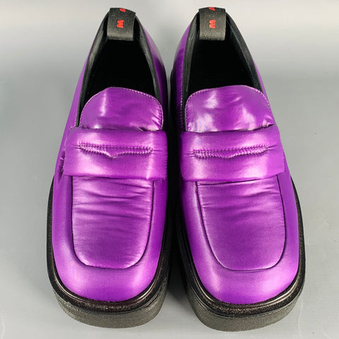 MARNI Size 9 Purple Black Techno Padded Platform Loafer Flats