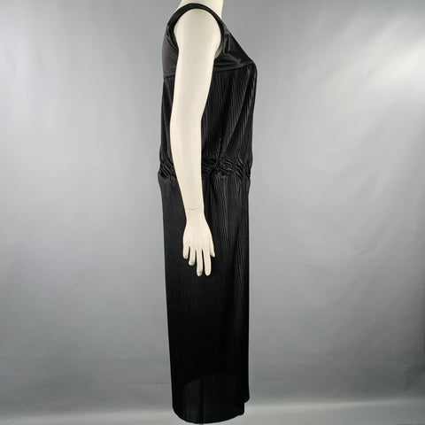 COMME des GARCONS Size L Black Polyester Pleated Sleeveless Long Dress