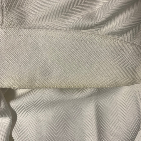 ETRO Size XXL White Herringbone Cotton Tuxedo Long Sleeve Shirt
