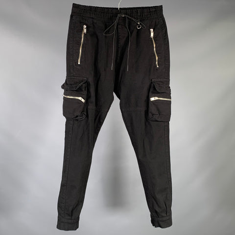 HYPER DENIM Size M Black Twill Cotton Blend Zip Pockets Casual Pants