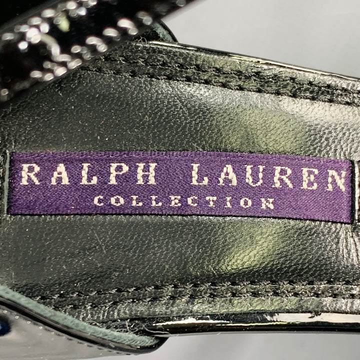 RALPH LAUREN Size 7.5 Black Patent Leather Strappy Sandals