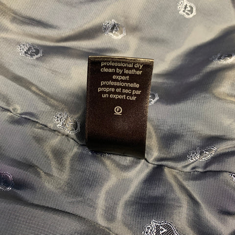Blouson d'aviateur en cuir bleu marine John Varvatos taille L
