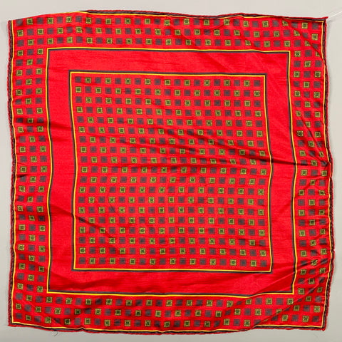 VINTAGE Red Green Yellow Squares Pocket Square