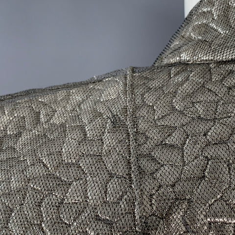 AKRIS Runway Size 4 Silver Mesh Embroidered Double Layer Jacket Blazer