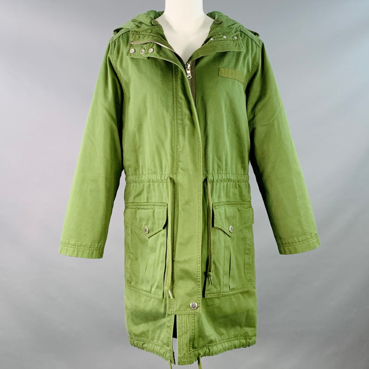 MARC by MARC JACOBS Size M Green Cotton Quilted Lining Hooded Zip Up Coat