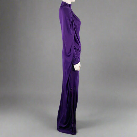 LANVIN Size 4 Purple Viscose Blend Long Sleeve Cocktail Dress