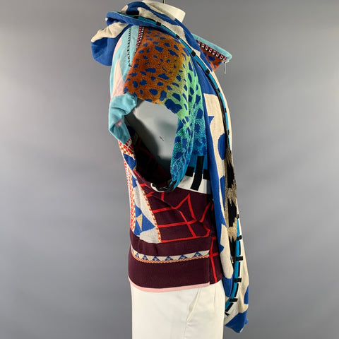BERNHARD WILLHELM FW2012 Size XL Blue Multi Color Abstract Cotton Blend Zip Up Jacket