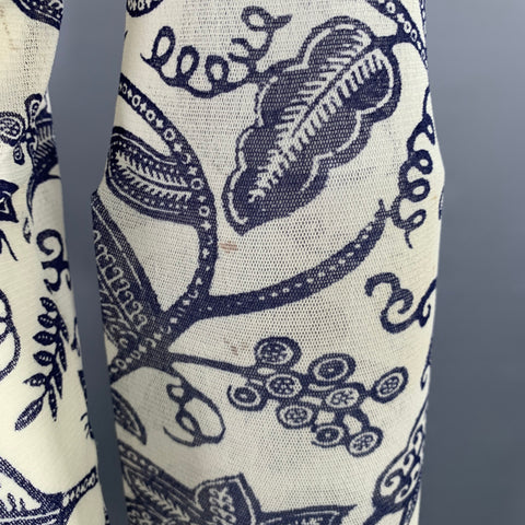 GAULTIER JEANS Size M Cream Navy Floral Polyamide Crew Neck Pullover