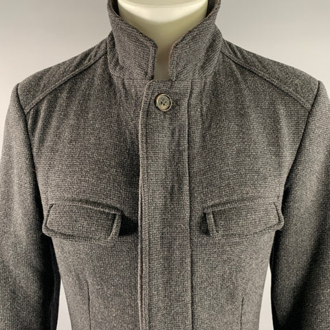 ETRO Size M Grey Brown Heather Wool Notch CollarJacket