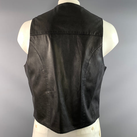 SCULLY Size 44 Black Leather Buttoned Vest