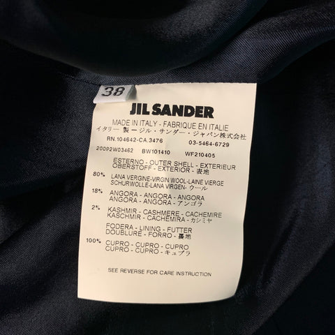 JIL SANDER FW2002 Size 2 Navy Wool Blend Trench Coat