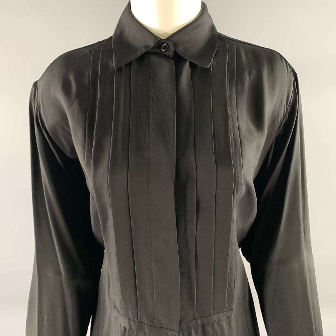 JIL SANDER Size XS Black Viscose Pleated Shirt
